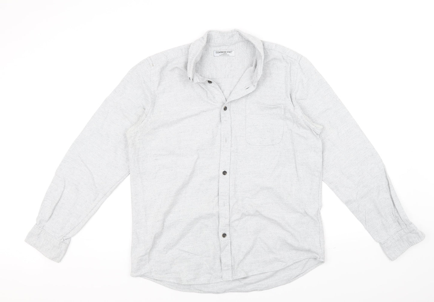 Mens UK Size L cedarwood state Grey  Button-Up Long Sleeve Casual Shirt