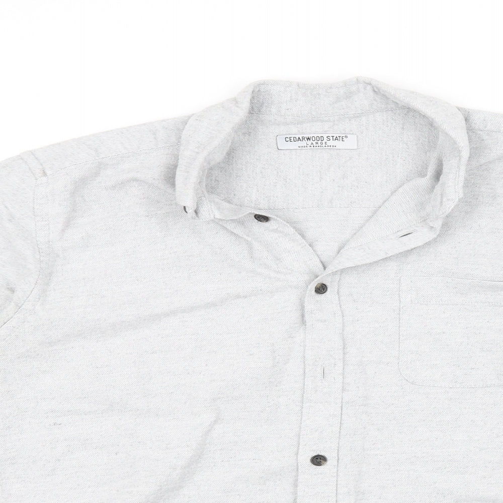 Mens UK Size L cedarwood state Grey  Button-Up Long Sleeve Casual Shirt