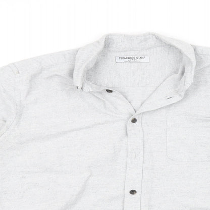 Mens UK Size L cedarwood state Grey  Button-Up Long Sleeve Casual Shirt