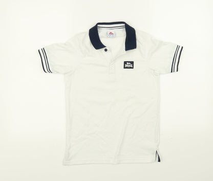 Lonsdale Boys White   Basic Polo Size 9-10 Years
