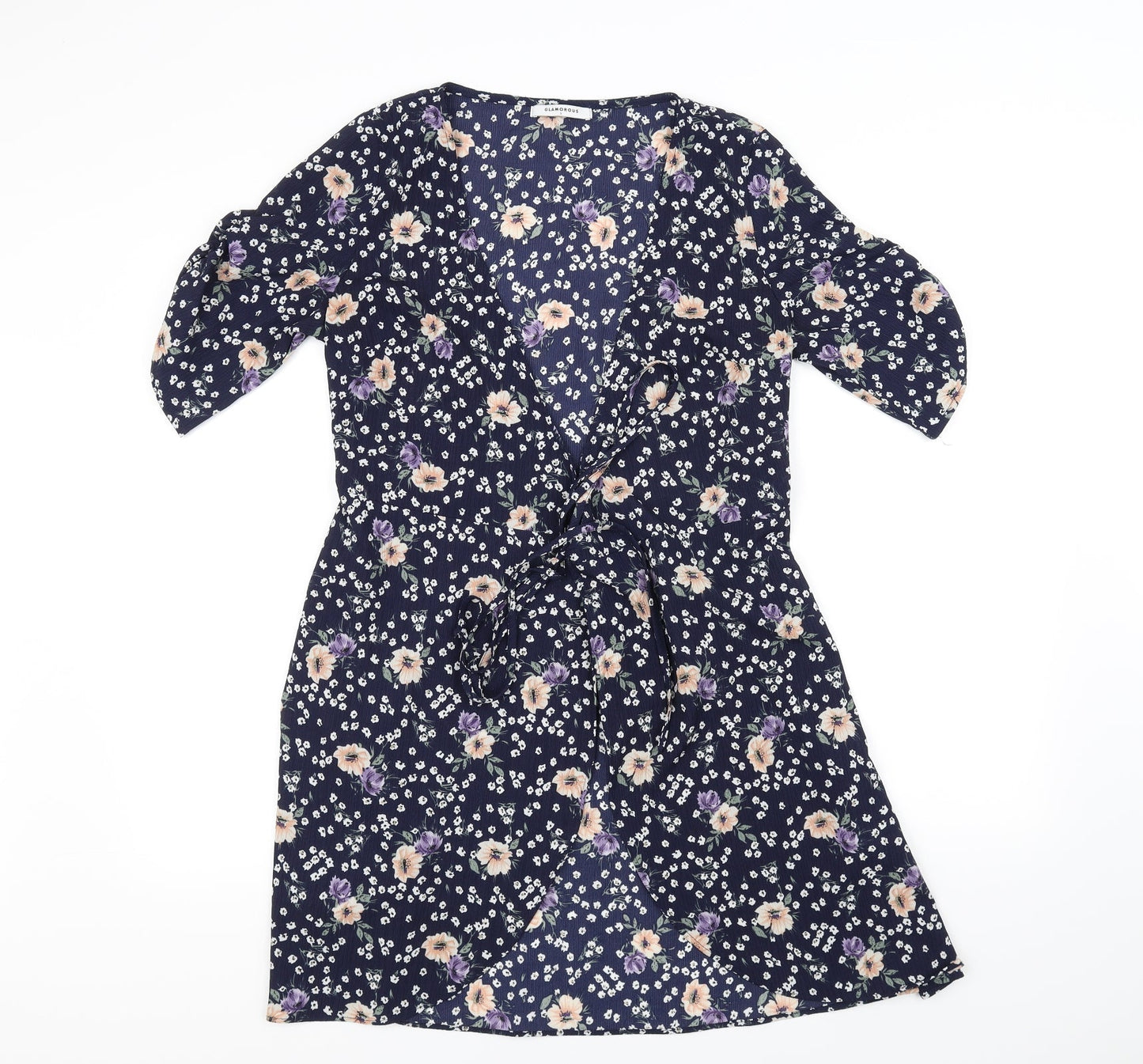 Glamorous Womens Blue Floral  A-Line  Size S