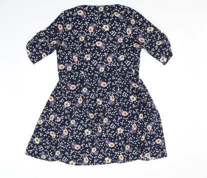 Glamorous Womens Blue Floral  A-Line  Size S
