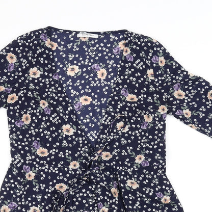 Glamorous Womens Blue Floral  A-Line  Size S