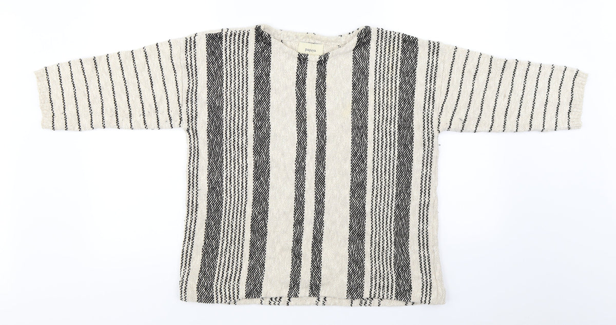 Papaya Womens Beige Striped  Pullover Jumper Size M