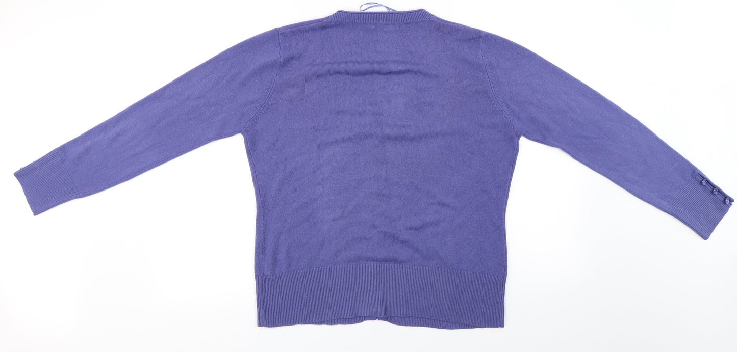 M&Co Womens Purple   Cardigan Jumper Size XL