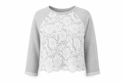 H&M Womens Grey Floral  Pullover Jumper Size L