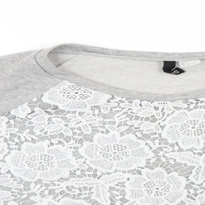 H&M Womens Grey Floral  Pullover Jumper Size L
