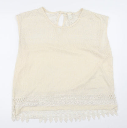 Womens UK Size L H&M Ivory Basic T-Shirt