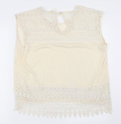 Womens UK Size L H&M Ivory Basic T-Shirt