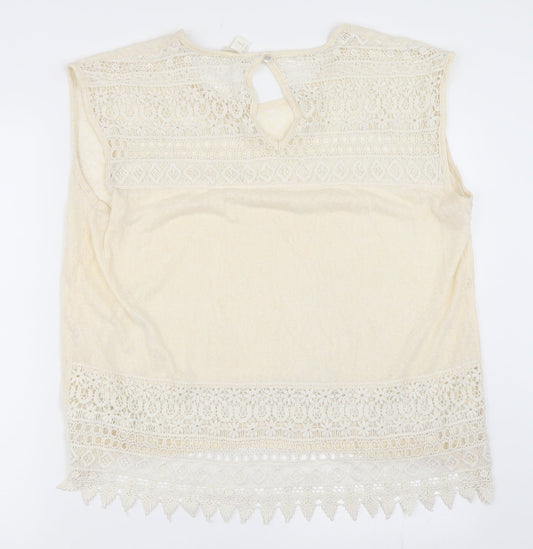 Womens UK Size L H&M Ivory Basic T-Shirt