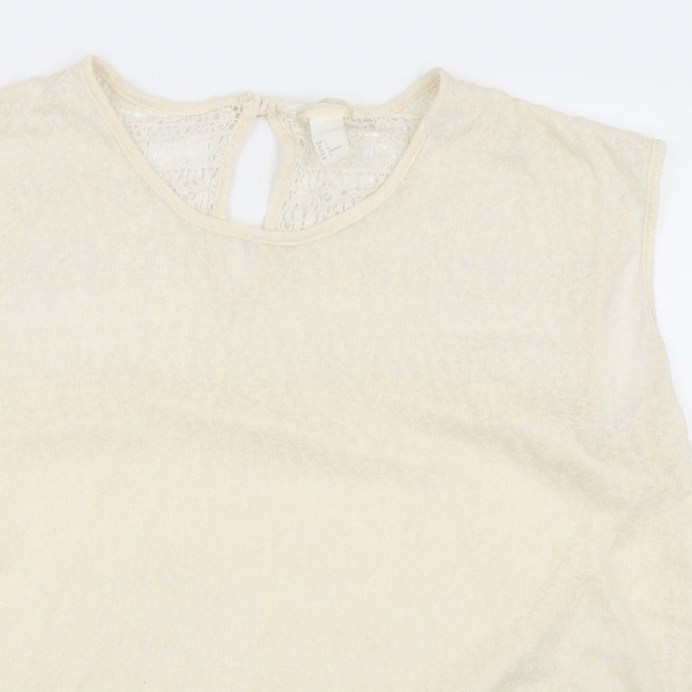 Womens UK Size L H&M Ivory Basic T-Shirt