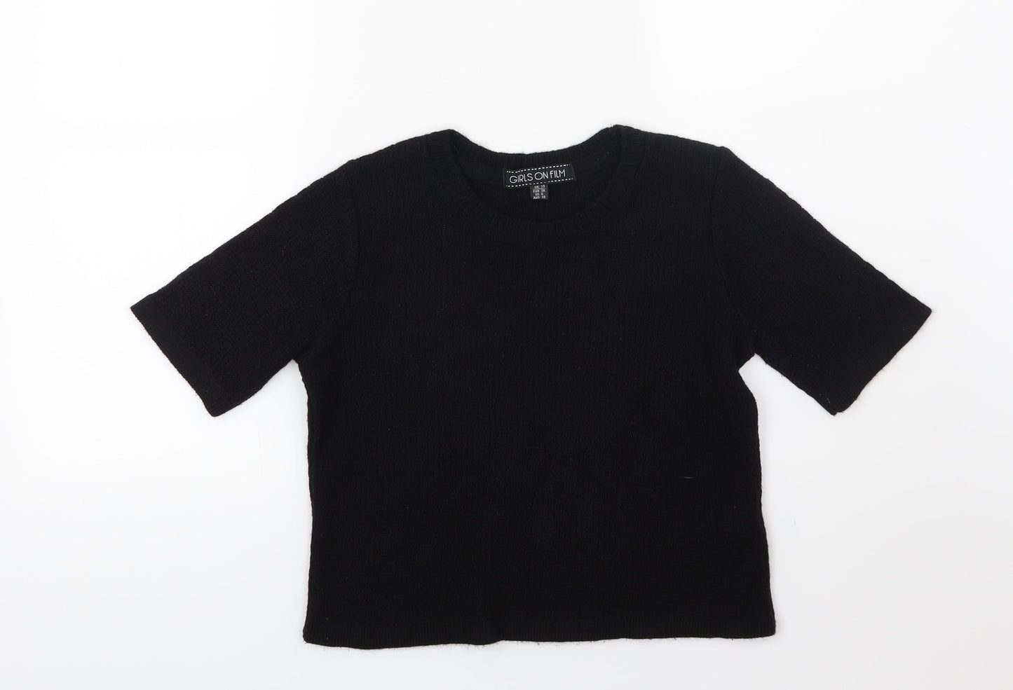 Girls On Film Womens Black  Knit Pullover Jumper Size 10