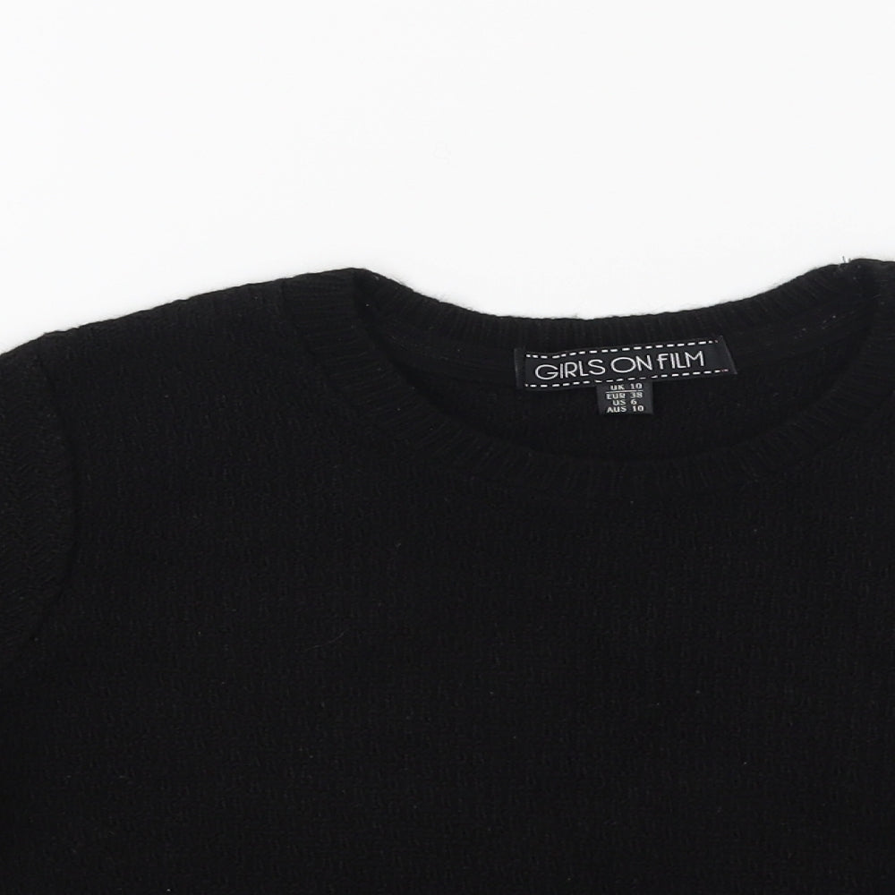 Girls On Film Womens Black  Knit Pullover Jumper Size 10
