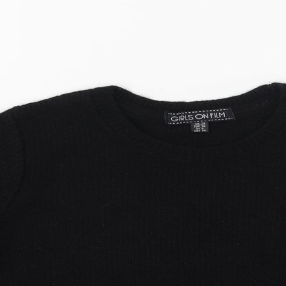 Girls On Film Womens Black  Knit Pullover Jumper Size 10