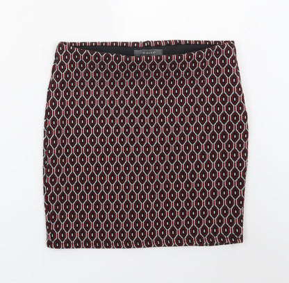 Primark Womens Red Geometric  Bandage Skirt Size 10