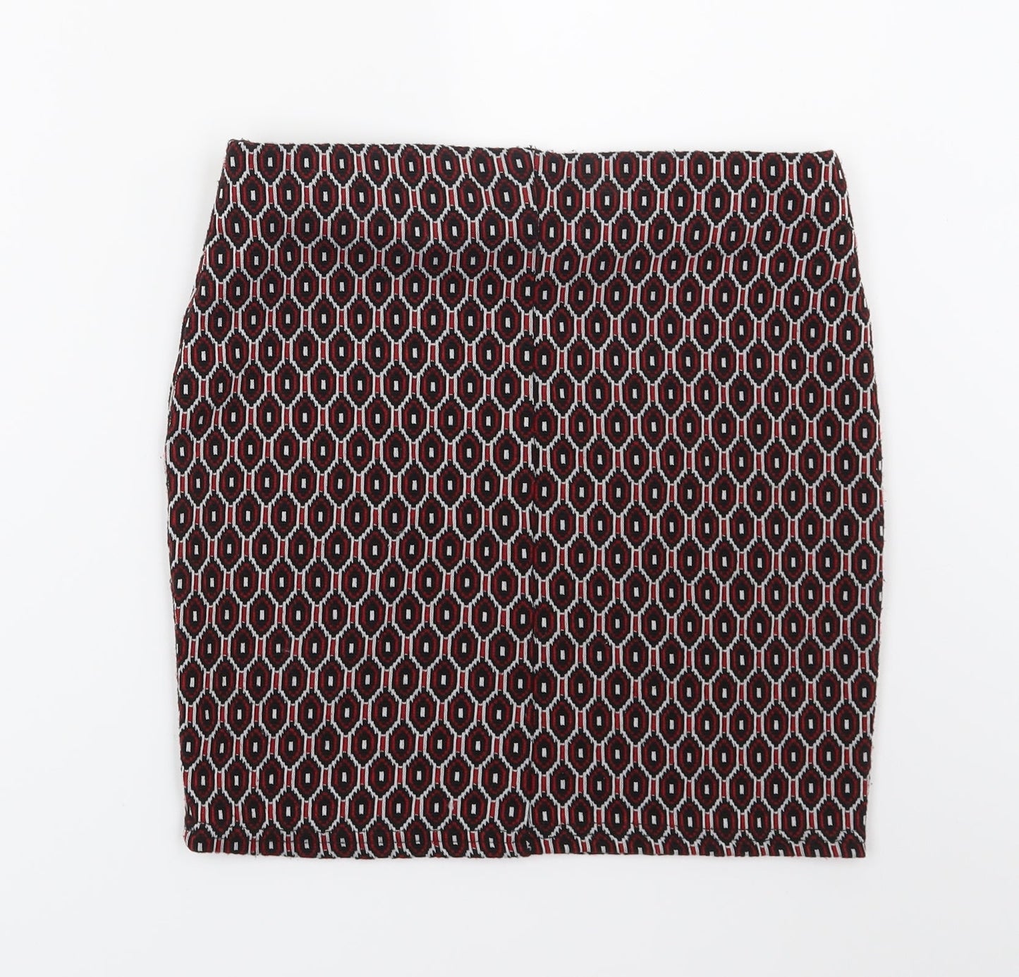 Primark Womens Red Geometric  Bandage Skirt Size 10