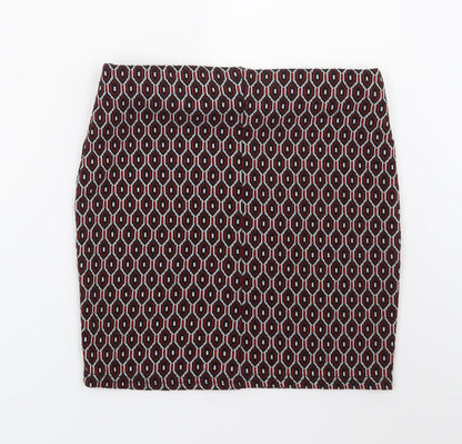 Primark Womens Red Geometric  Bandage Skirt Size 10