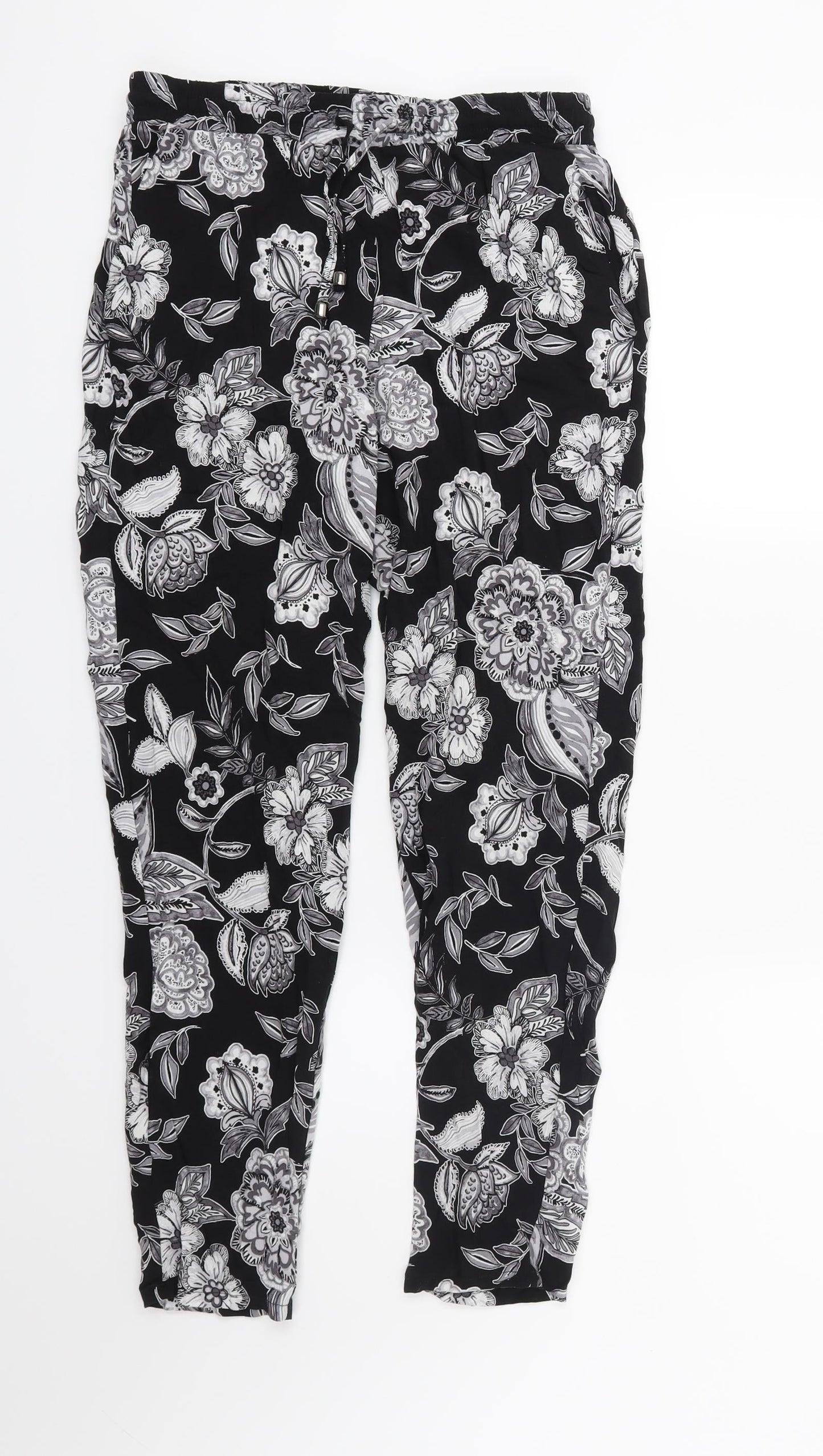 Womens UK Size 8 Papaya Regular Fit Harem Black Trousers