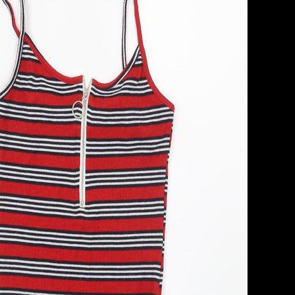 Primark Womens Red Striped Jersey Basic Tank Size 8