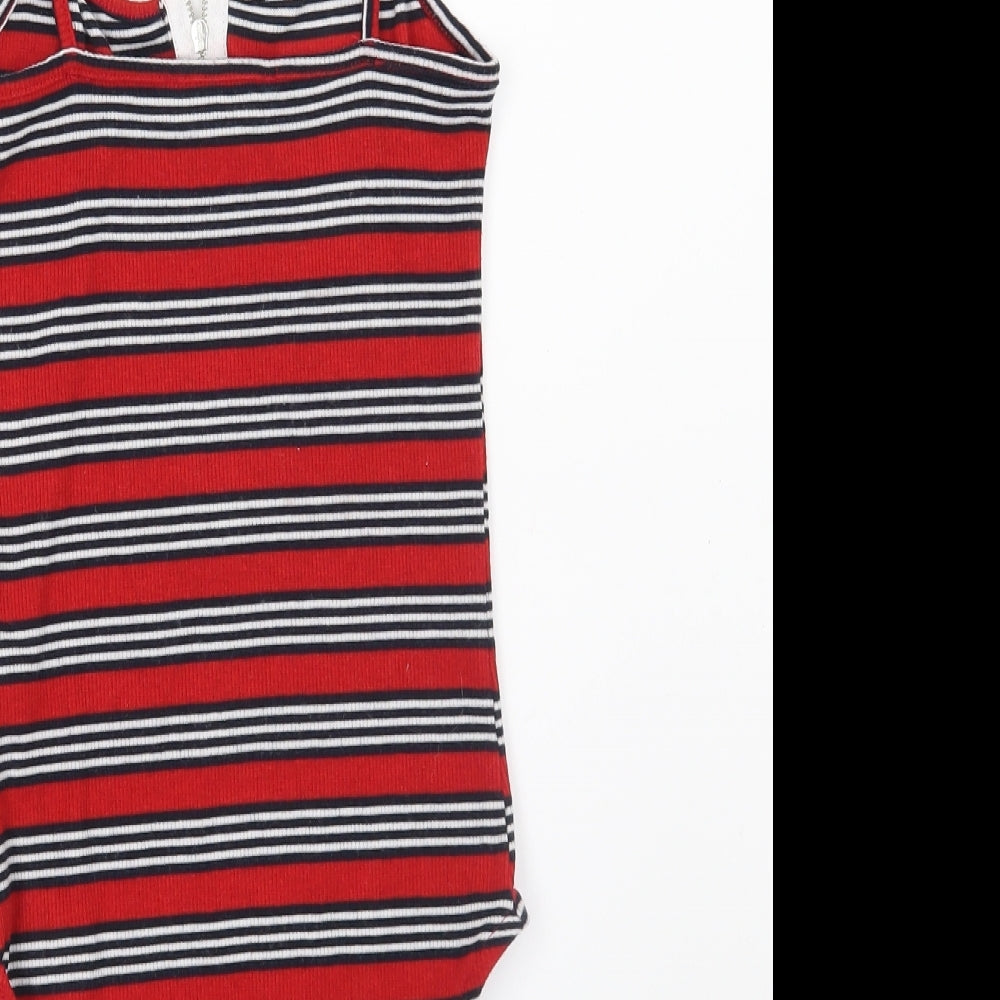 Primark Womens Red Striped Jersey Basic Tank Size 8