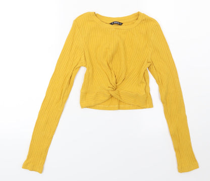 SheIn Womens Yellow  Knit Pullover Jumper Size XS