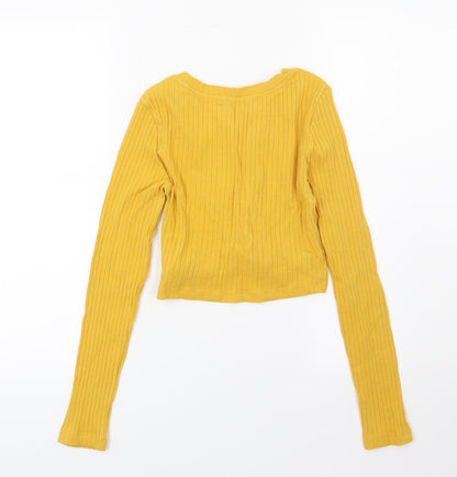 SheIn Womens Yellow  Knit Pullover Jumper Size XS