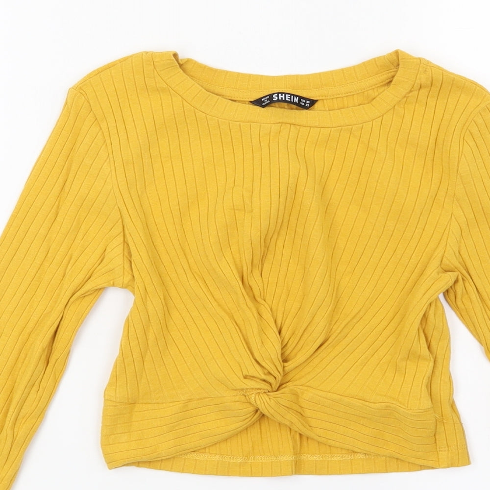 SheIn Womens Yellow  Knit Pullover Jumper Size XS