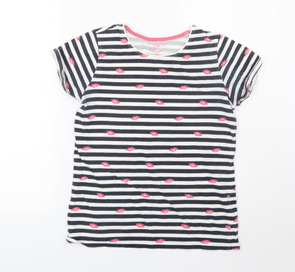 Young Dimension Girls Blue Striped Jersey Basic T-Shirt Size 12-13 Years