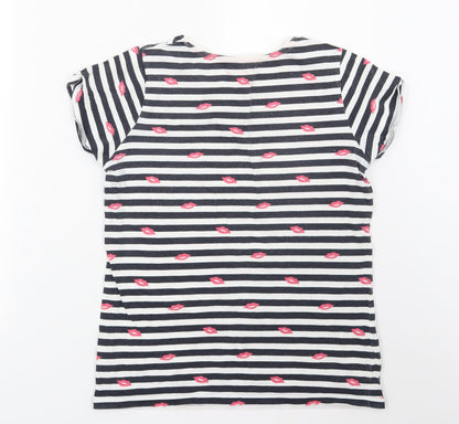 Young Dimension Girls Blue Striped Jersey Basic T-Shirt Size 12-13 Years