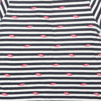 Young Dimension Girls Blue Striped Jersey Basic T-Shirt Size 12-13 Years