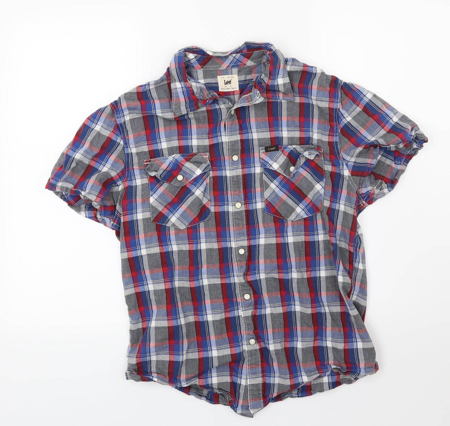Mens UK Size L Lee Multicoloured  Button-Up Short Sleeve Casual Shirt