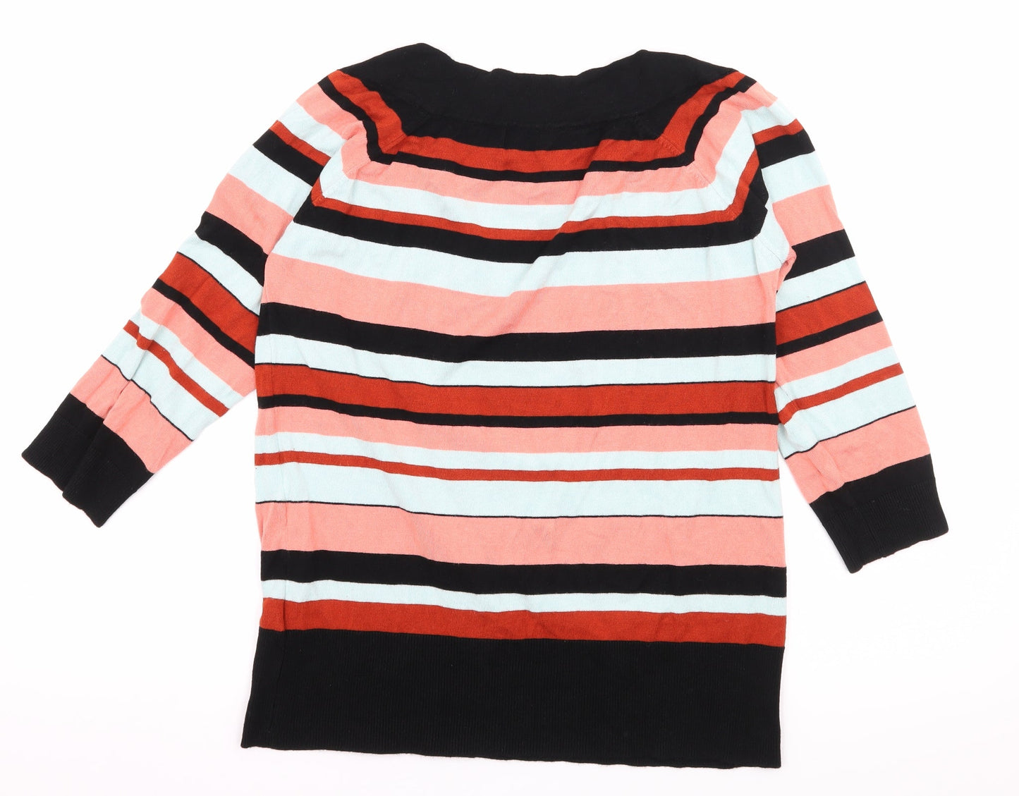 F&F Womens Black Striped Knit Pullover Jumper Size 14