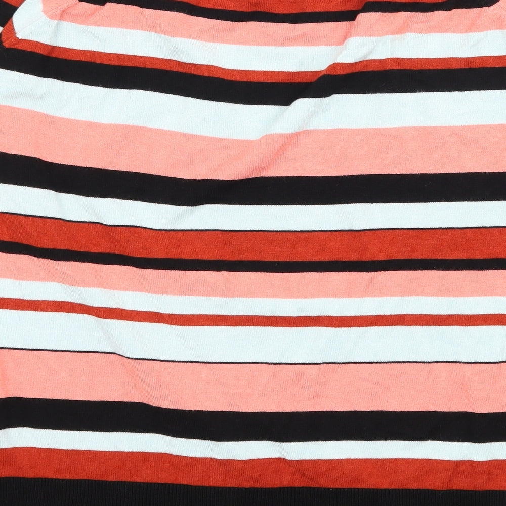 F&F Womens Black Striped Knit Pullover Jumper Size 14