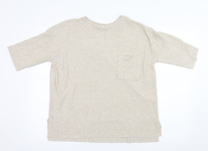Womens UK Size S Zara Beige Basic T-Shirt