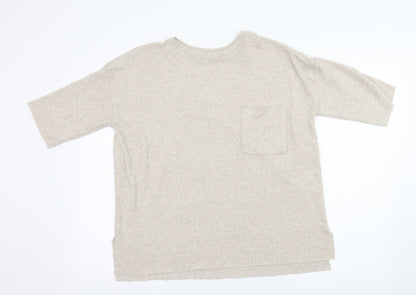 Womens UK Size S Zara Beige Basic T-Shirt