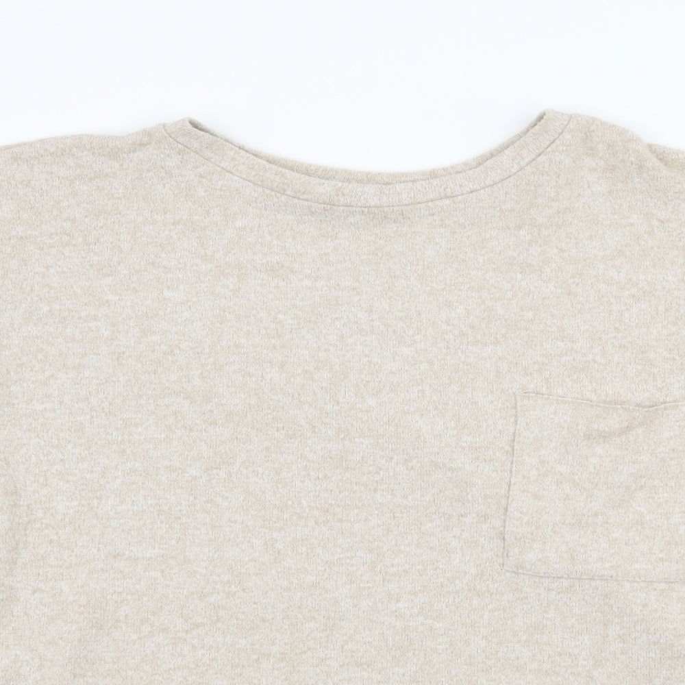 Womens UK Size S Zara Beige Basic T-Shirt