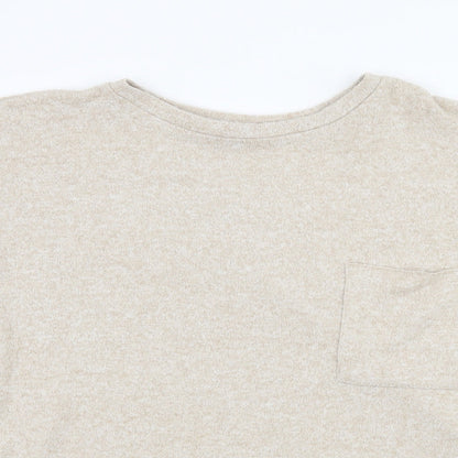 Womens UK Size S Zara Beige Basic T-Shirt