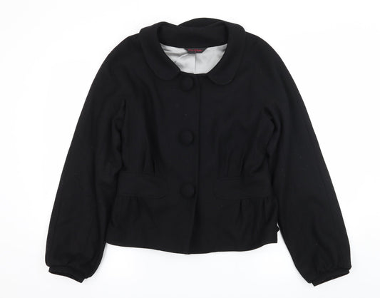 Womens UK Size 12 Miss Selfridge Black Pea Coat