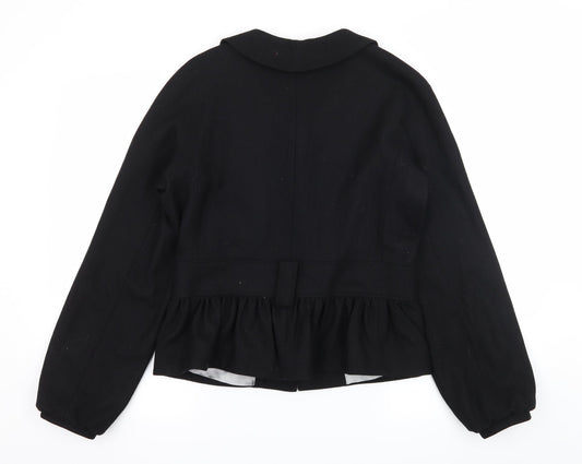 Womens UK Size 12 Miss Selfridge Black Pea Coat