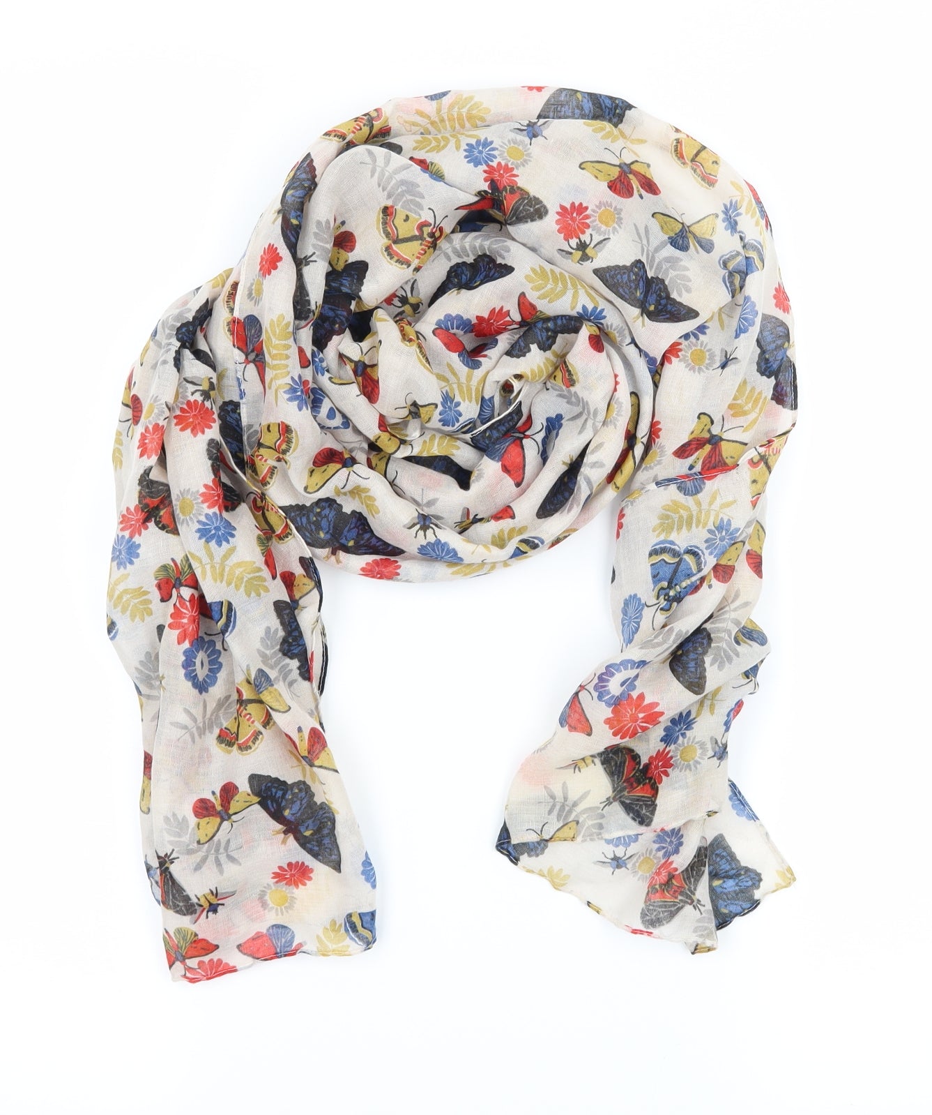 Preworn Womens Multicoloured Geometric   Scarf   - Butterflies
