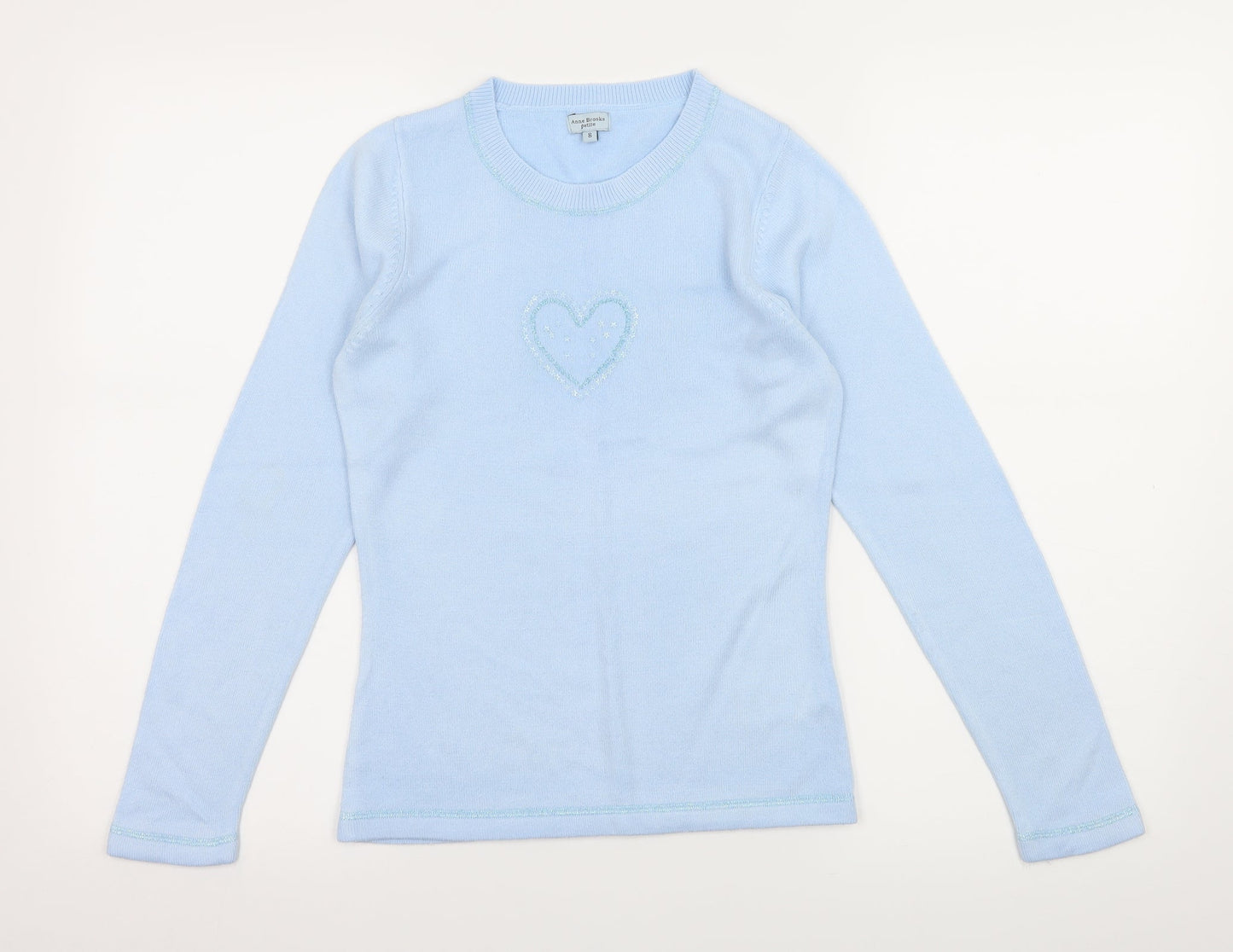 Anne Brooks Womens Blue  Knit Pullover Jumper Size 8  - Love Heart