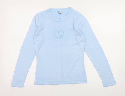 Anne Brooks Womens Blue  Knit Pullover Jumper Size 8  - Love Heart