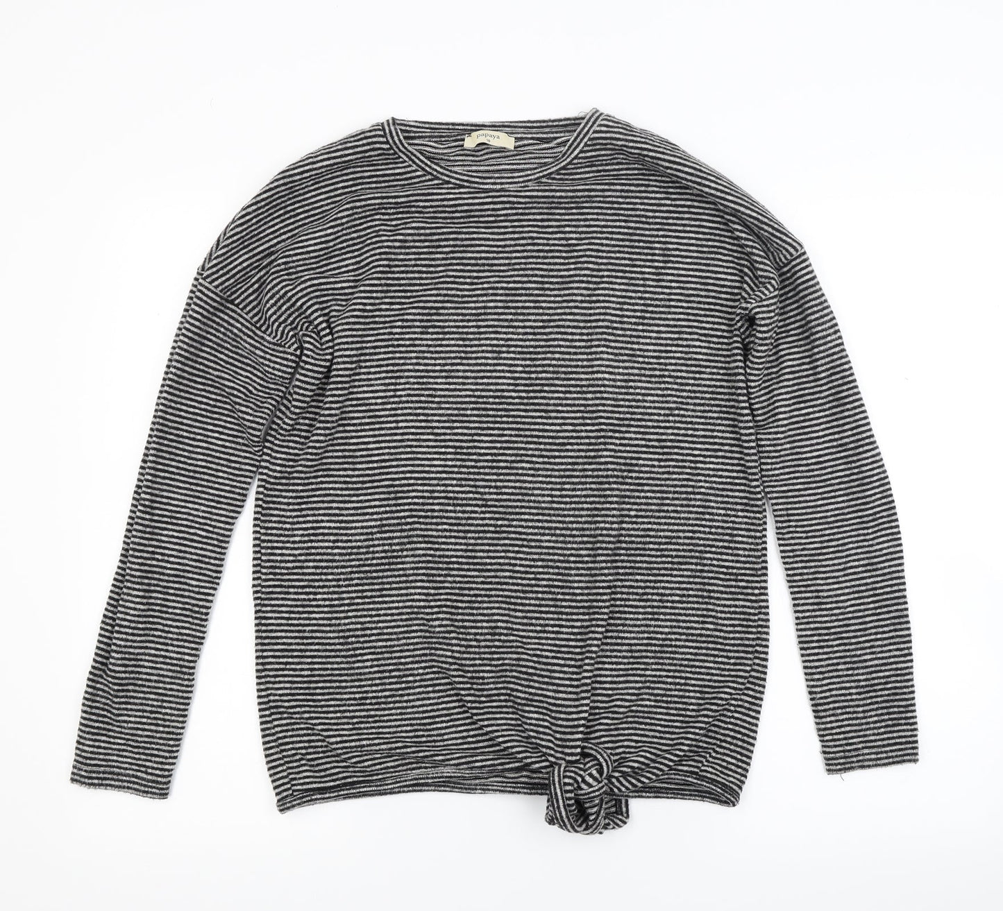 Papaya Womens Grey Striped Knit Pullover Jumper Size 10