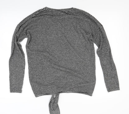 Papaya Womens Grey Striped Knit Pullover Jumper Size 10