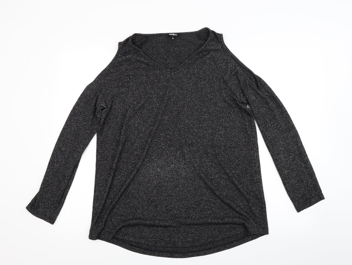 Pep&co Womens Grey  Knit Pullover Jumper Size 16  - Open Shoulders
