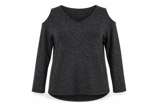 Pep&co Womens Grey  Knit Pullover Jumper Size 16  - Open Shoulders