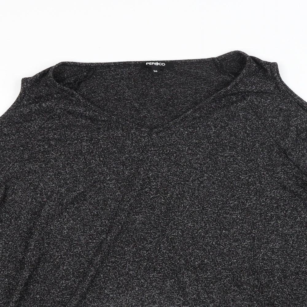 Pep&co Womens Grey  Knit Pullover Jumper Size 16  - Open Shoulders