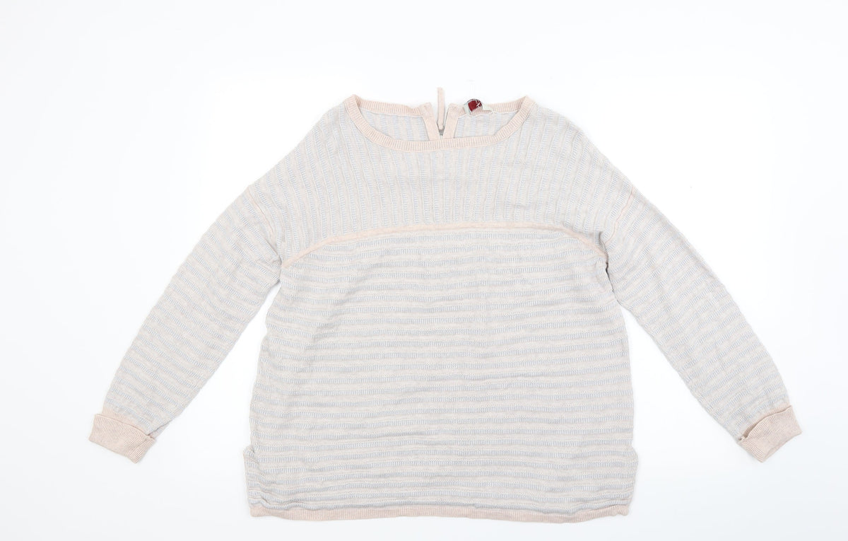 Wrap Womens Beige Striped Knit Pullover Jumper Size 12