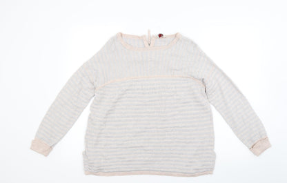 Wrap Womens Beige Striped Knit Pullover Jumper Size 12