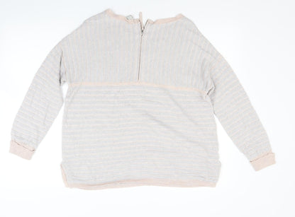 Wrap Womens Beige Striped Knit Pullover Jumper Size 12
